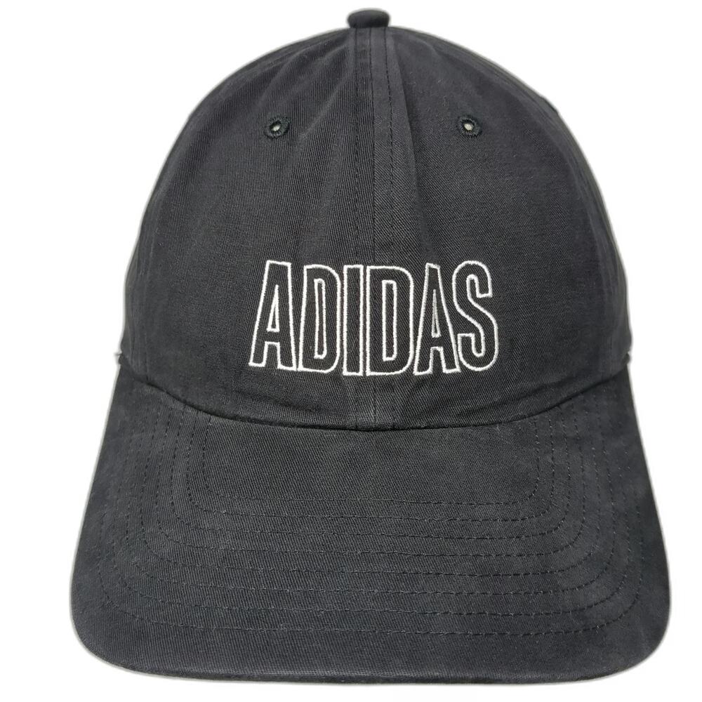 Adidas Baseball Cap Black White One Size Embroidered Wordmark Slideback Hat